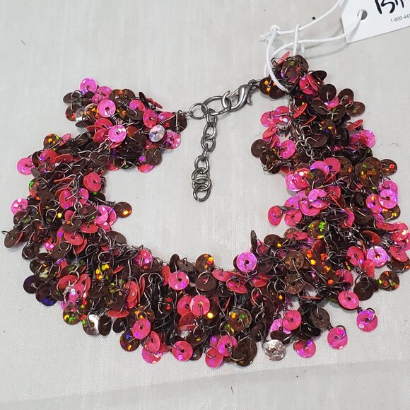 Bijou Sequin Magenta Multi Strand Bracelet: - Picture 2 of 6